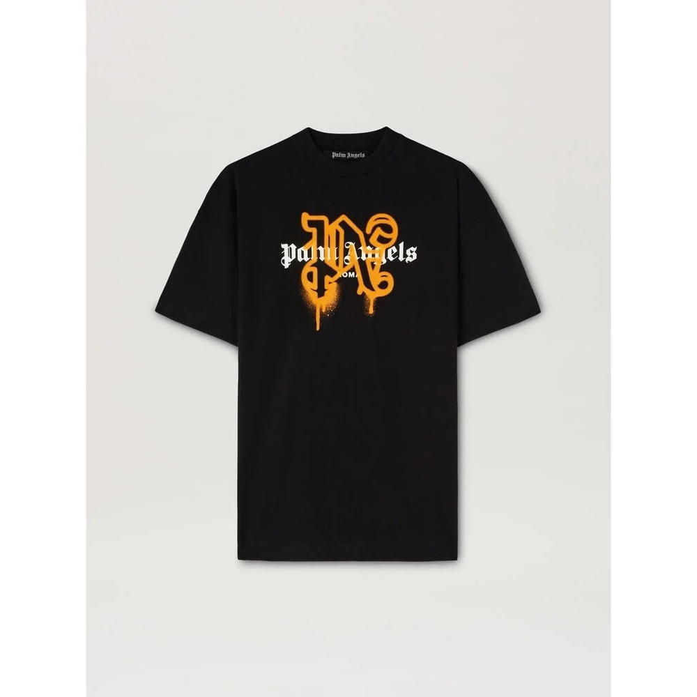 Palm Angels Roma Monogram Spray Tee Tshirt Black Large NWT Sold Out Authentic